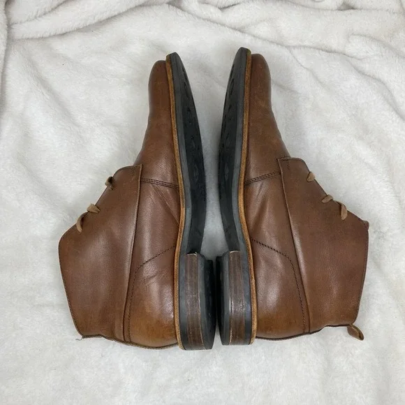 Chukka Bacco Bucci Sheep Skin Studio Brown Leather Ankle Dress Shoe Boots Men 10
